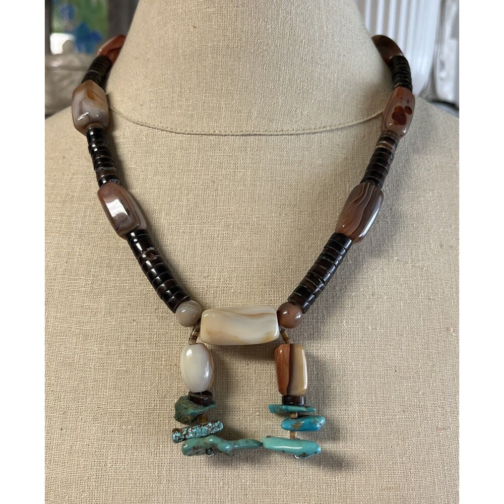 Beautiful Natural Stone Artisan Necklace Turquoise Quartz And More Unisex